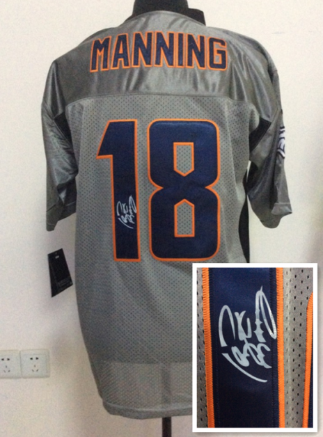 Nike Broncos 18 Manning Grey Shadow Signature Edition Jerseys