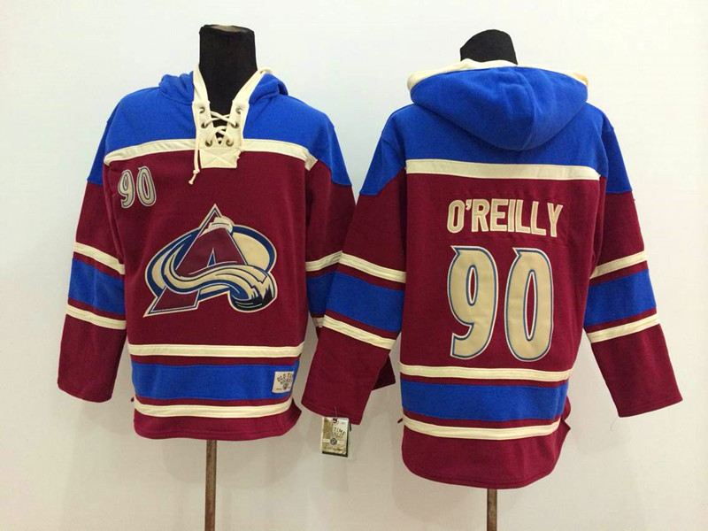 Avalanche 90 Ryan O'Reilly Red All Stitched Hooded Sweatshirt - Click Image to Close