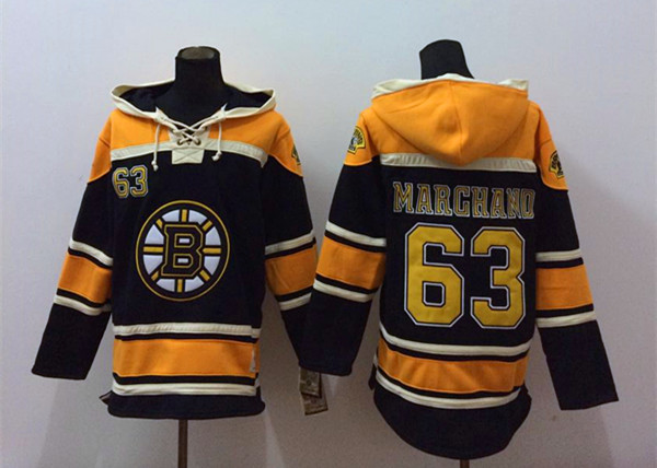 Bruins 63 Brad Marchand Black All Stitched Hooded Sweatshirt