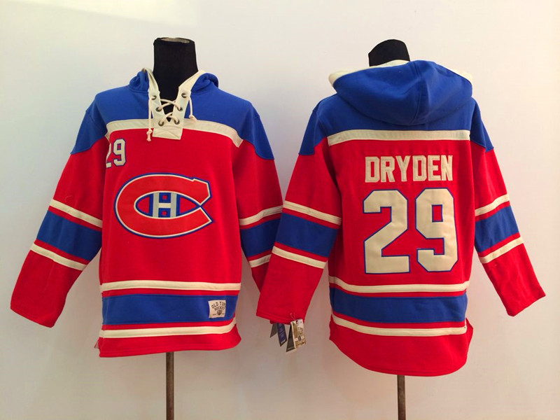 Canadiens 29 Ken Dryden Red All Stitched Hooded Sweatshirt