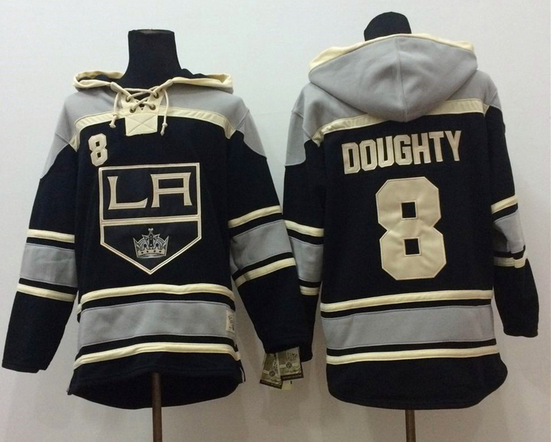 Kings 8 Drew Doughty Black All Stitched Hooded Sweatshirt