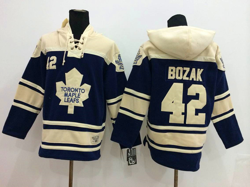 Maple Leafs 42 Tyler Bozak Blue All Stitched Hooded Sweatshirt