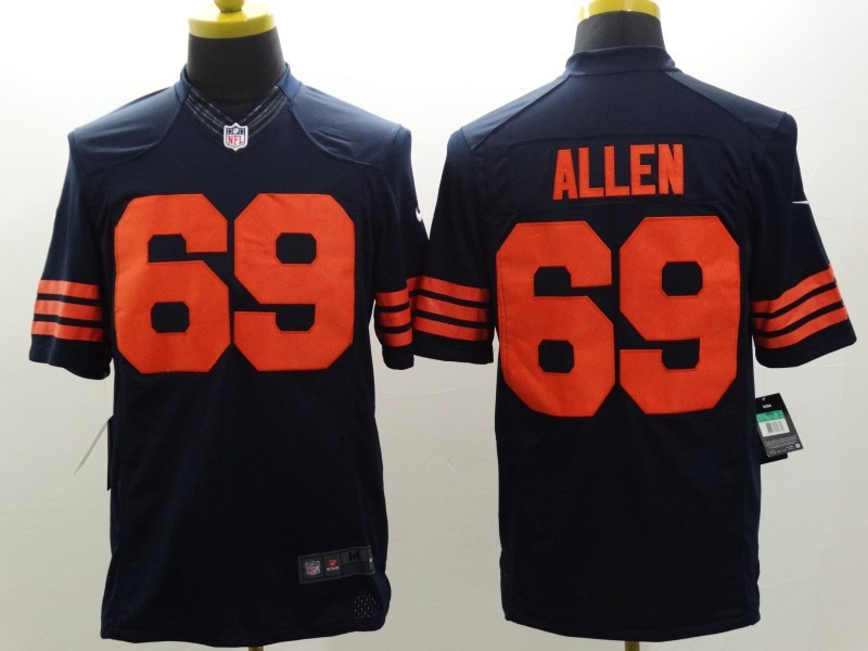 Nike Bears 69 Allen Blue Orange Numbers Limited Jerseys