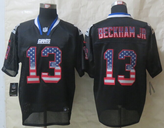 Nike Giants 13 Beckham Jr USA Flag Fashion Black Elite Jerseys