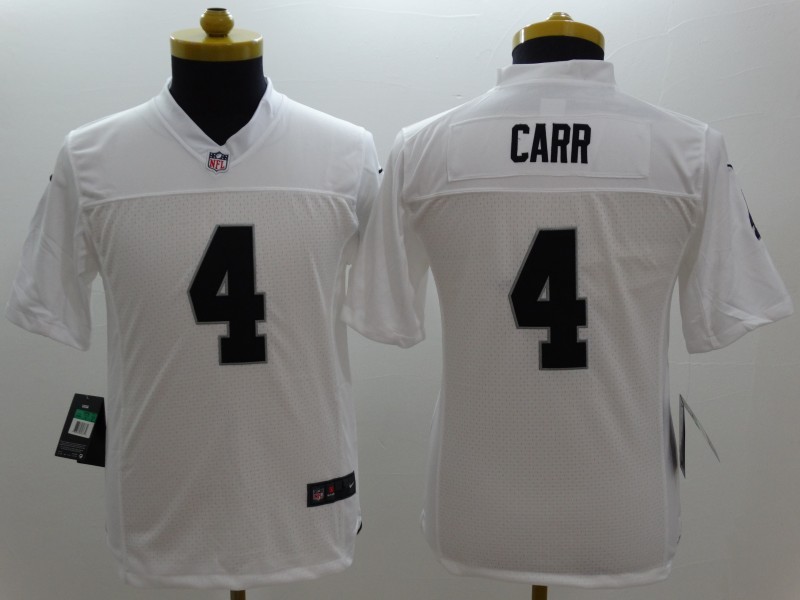 Nike Raiders 4 Carr White Youth Game Jerseys