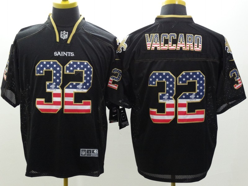 Nike Saints 32 Vaccaro USA Flag Fashion Black Elite Jerseys