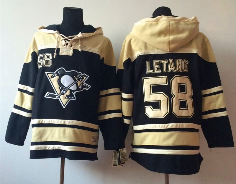 Penguins 58 Kris Letang Black All Stitched Hooded Sweatshirt - Click Image to Close