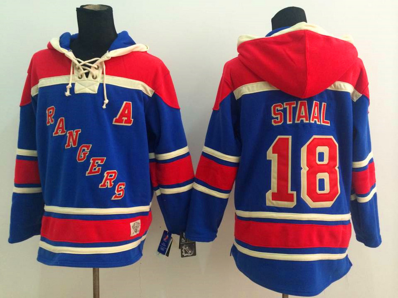 Rangers 18 Eric Staal Blue All Stitched Hooded Sweatshirt