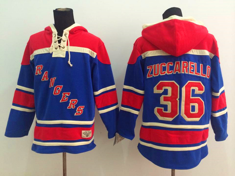 Rangers 36 Mats Zuccarello Blue All Stitched Hooded Sweatshirt