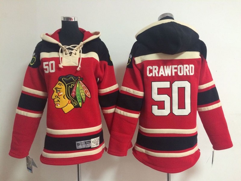 Blackhawks 50 Crawford Red Youth Hooded Jersey