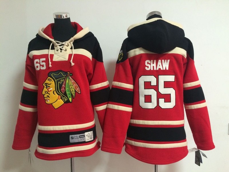 Blackhawks 65 Shaw Red Youth Hooded Jersey