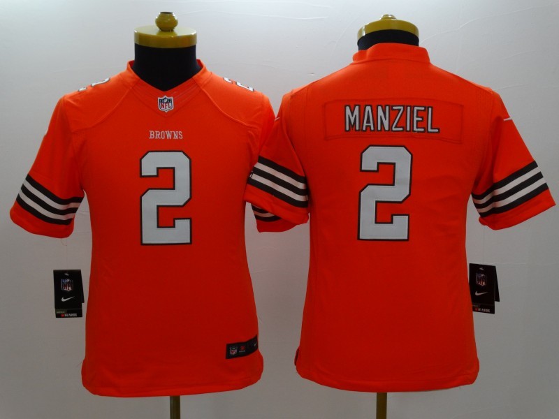 Nike Browns 2 Manziel Orange Youth Limited Jerseys