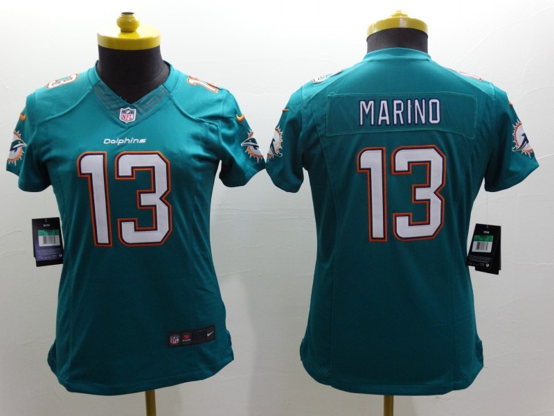 Nike Dolphins 13 Marino New Teal Women Limited Jerseys