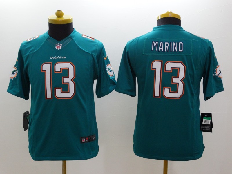 Nike Dolphins 13 Marino New Teal Youth Limited Jerseys