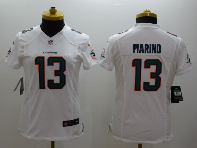 Nike Dolphins 13 Marino New White Women Limited Jerseys