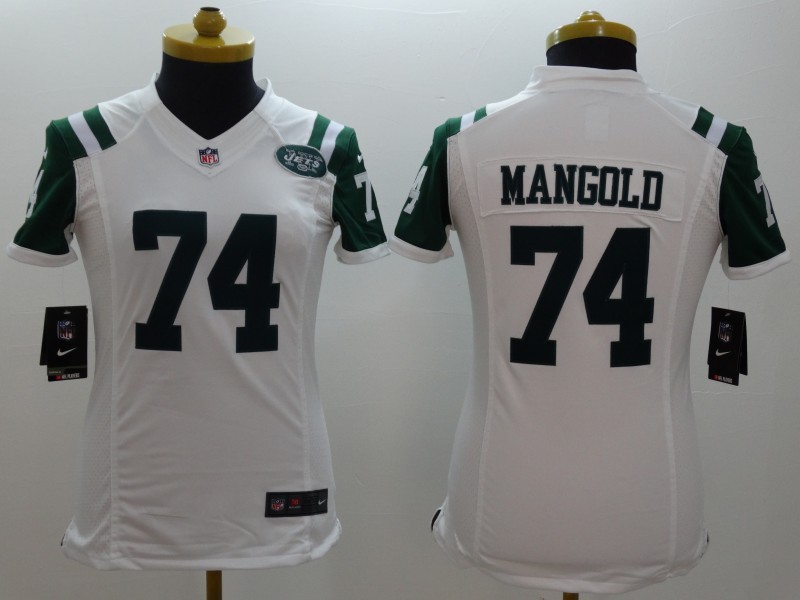 Nike Jets 74 Mangold White Women Limited Jerseys Nike Jets 74 Mangold White Women Limited Jerseys