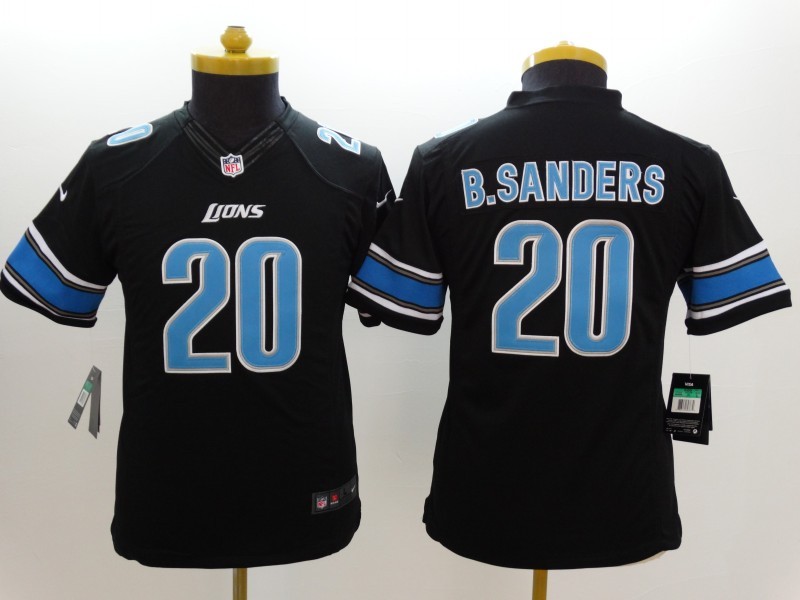 Nike Lions 20 B.Sanders Black Youth Limited Jerseys
