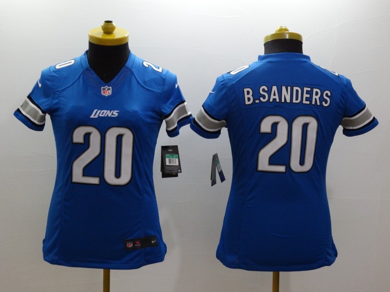 Nike Lions 20 B.Sanders Blue Women Limited Jerseys