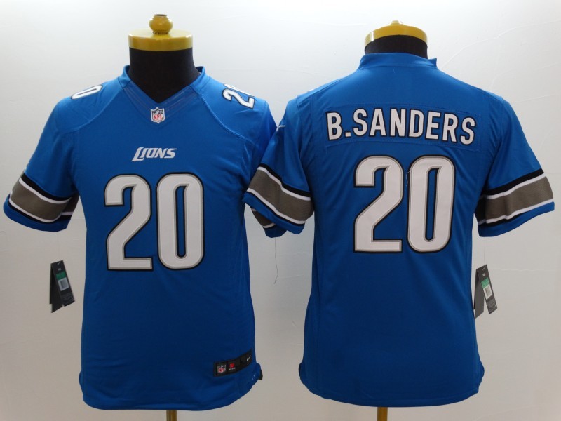 Nike Lions 20 B.Sanders Blue Youth Limited Jerseys