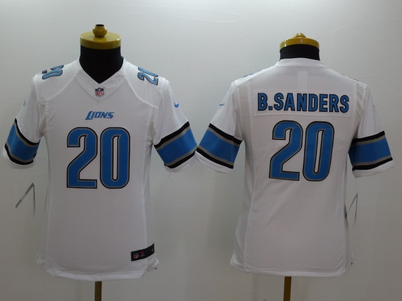 Nike Lions 20 B.Sanders White Youth Limited Jerseys