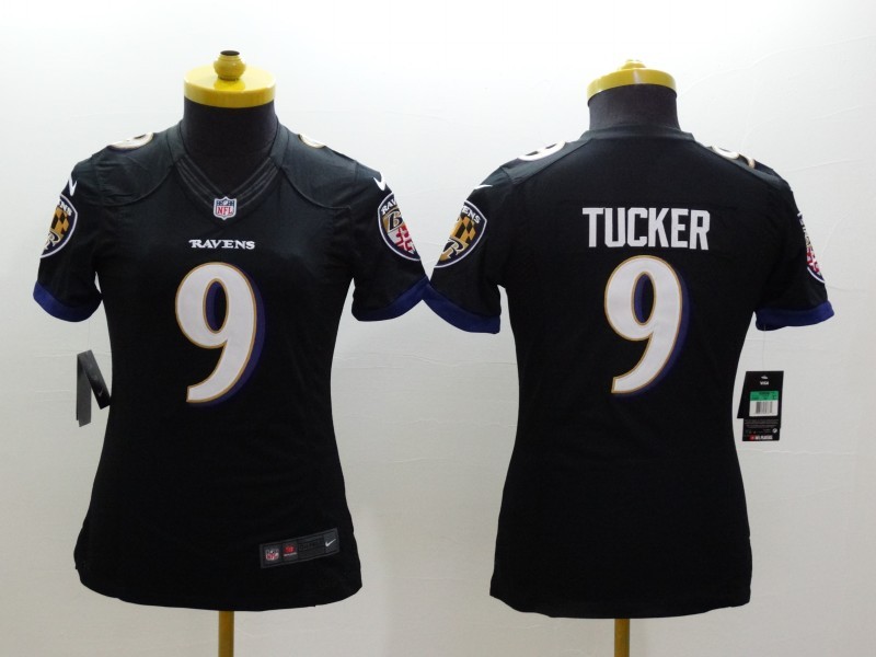 Nike Ravens 9 Tucker Black Women Limited Jerseys