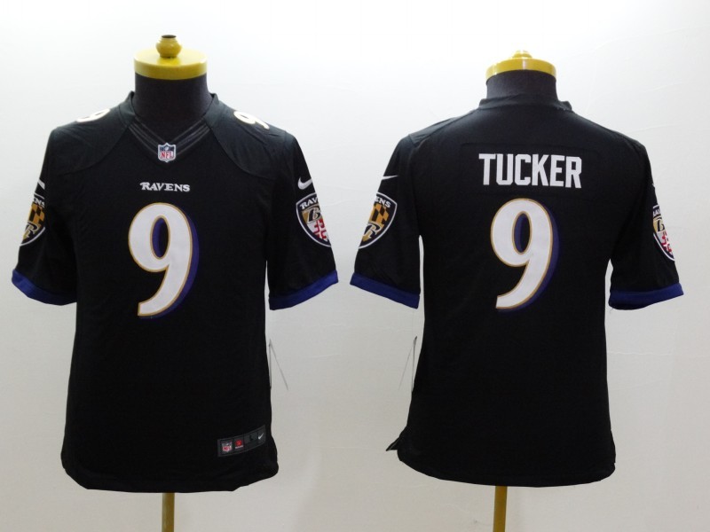 Nike Ravens 9 Tucker Black Youth Limited Jerseys