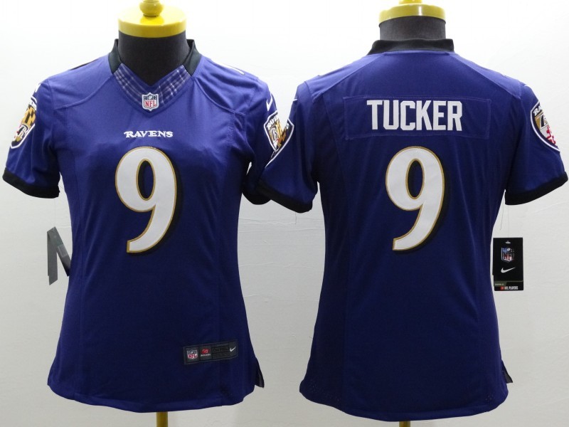 Nike Ravens 9 Tucker Purple Women Limited Jerseys