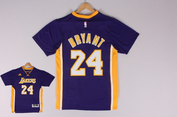 Lakers 24 Bryant Purple Sleeved Youth Jersey