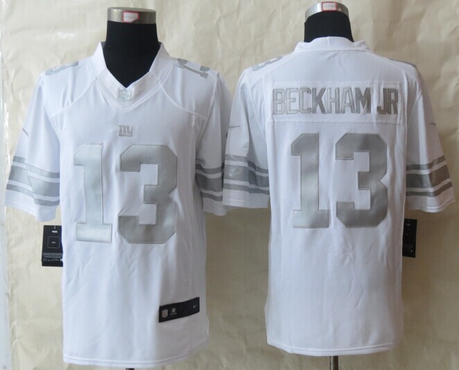 Nike Giants 13 Beckham Jr White Platinum Limited Jerseys
