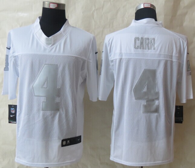 Nike Raiders 4 Carr White Platinum Limited Jerseys