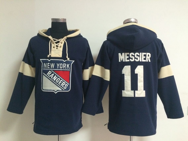 Rangers 11 Mark Messier Navy Blue All Stitched Hooded Sweatshirt