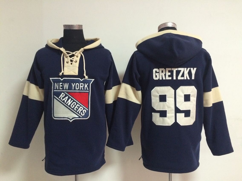 Rangers 99 Wayne Gretzky Navy Blue All Stitched Hooded Sweatshirt