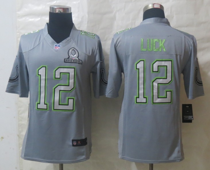 Nike Colts 12 Luck Grey 2014 Pro Bowl Jerseys