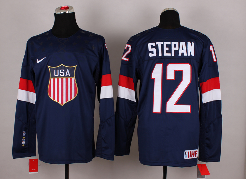 USA 12 Stepan Blue 2014 Olympics Jerseys