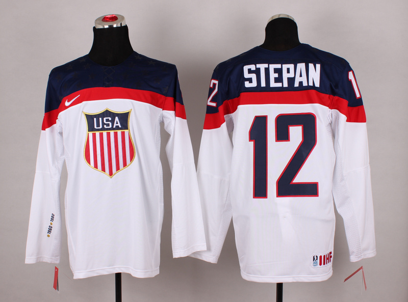 USA 12 Stepan White 2014 Olympics Jerseys