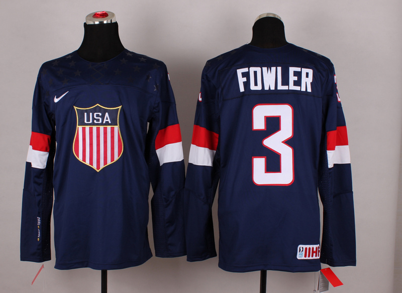 USA 3 Fowler Blue 2014 Olympics Jerseys