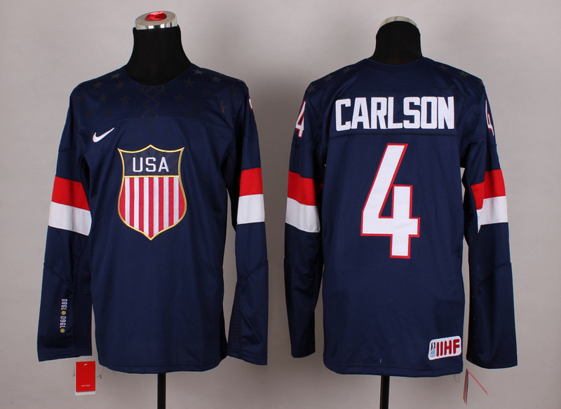 USA 4 Carlson Blue 2014 Olympics Jerseys - Click Image to Close