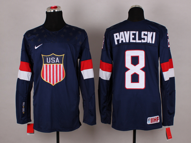 USA 8 Pavelski Blue 2014 Olympics Jerseys