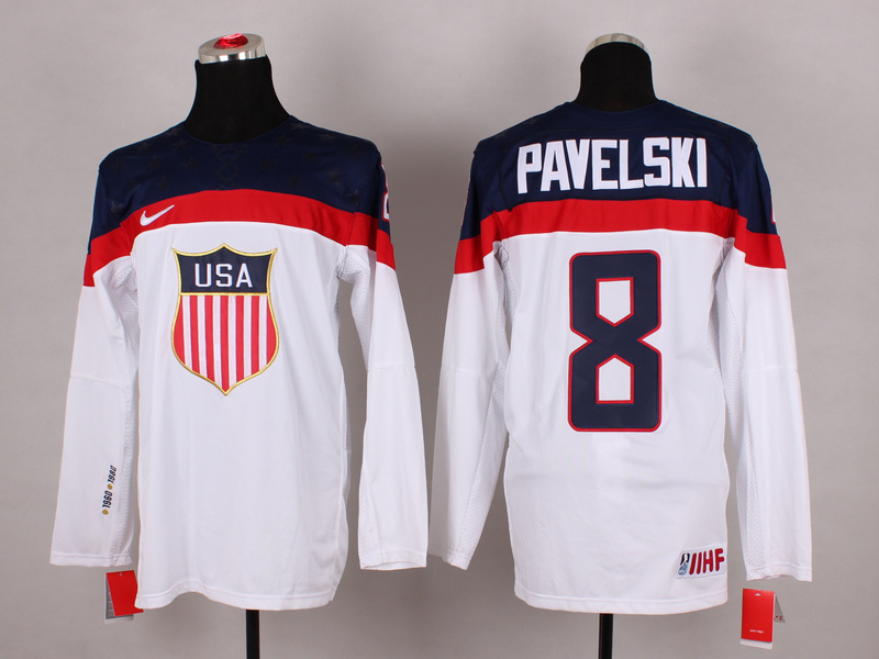 USA 8 Pavelski White 2014 Olympics Jerseys