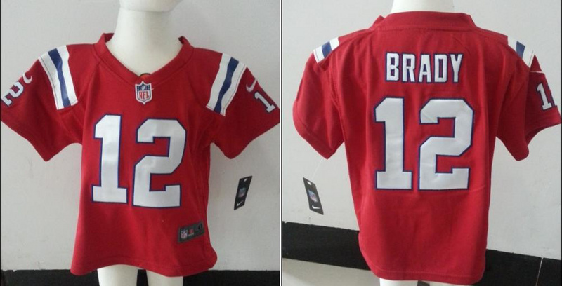 Nike Patriots 12 Brady Red Toddler Game Jerseys