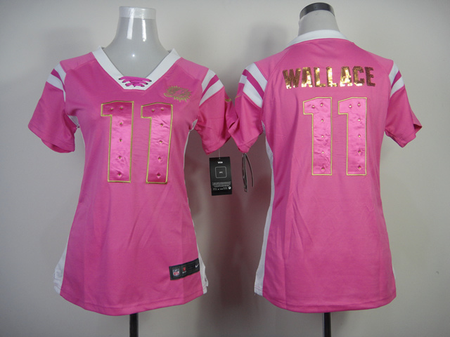 Nike Dolphins 11 Wallace Pink Sequin Lettering Women Jerseys