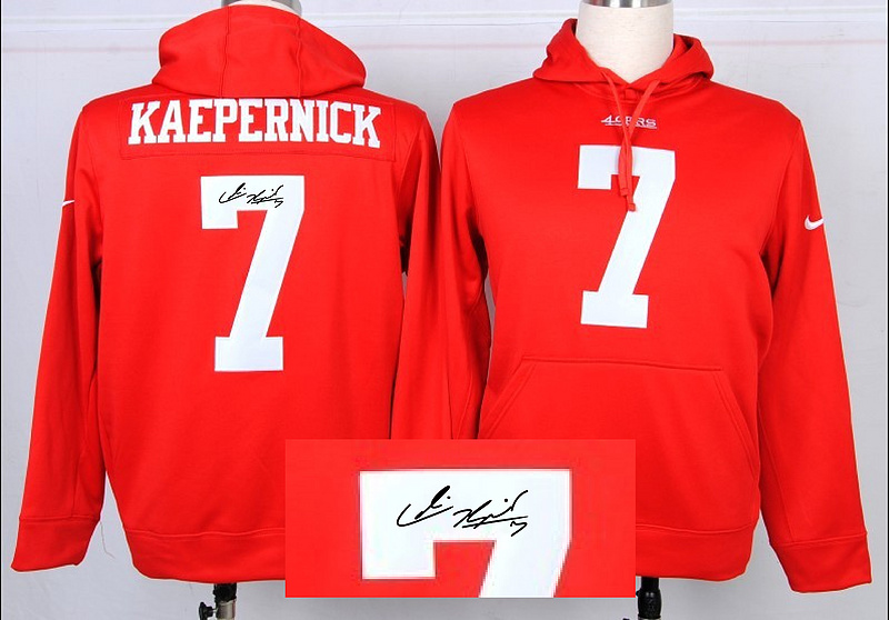 Nike 49ers 7 Kaepernick Red Signature Edition Hooded Jerseys