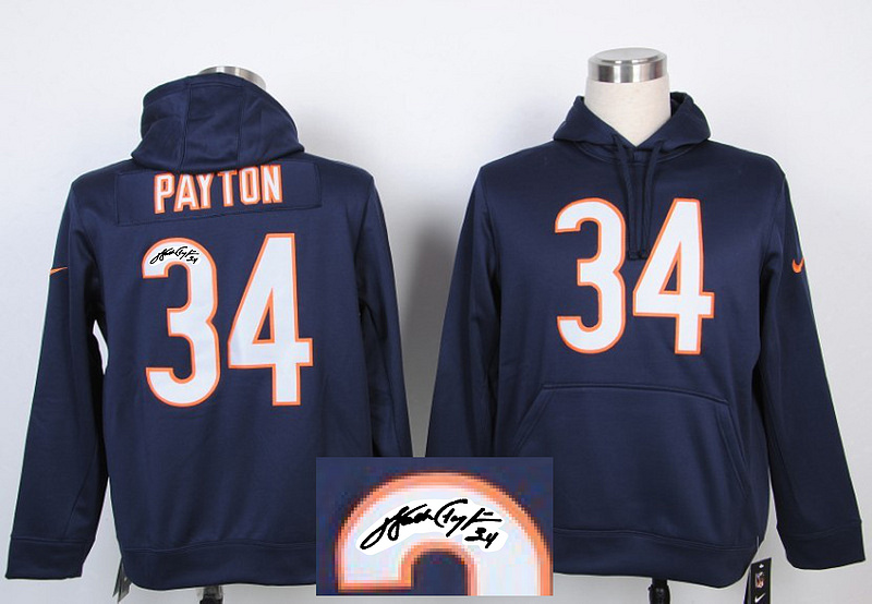 Nike Bears 34 Payton Blue Signature Edition Hooded Jerseys