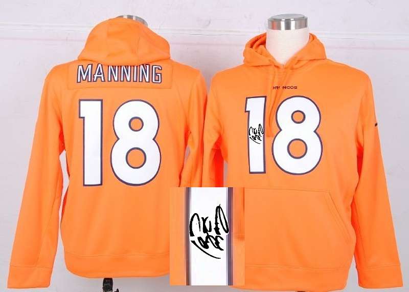 Nike Broncos 18 Manning Orange Signature Edition Hooded Jerseys