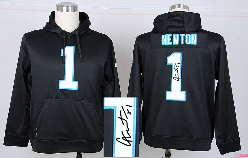 Nike Panthers 1 Newton Black Signature Edition Hooded Jerseys