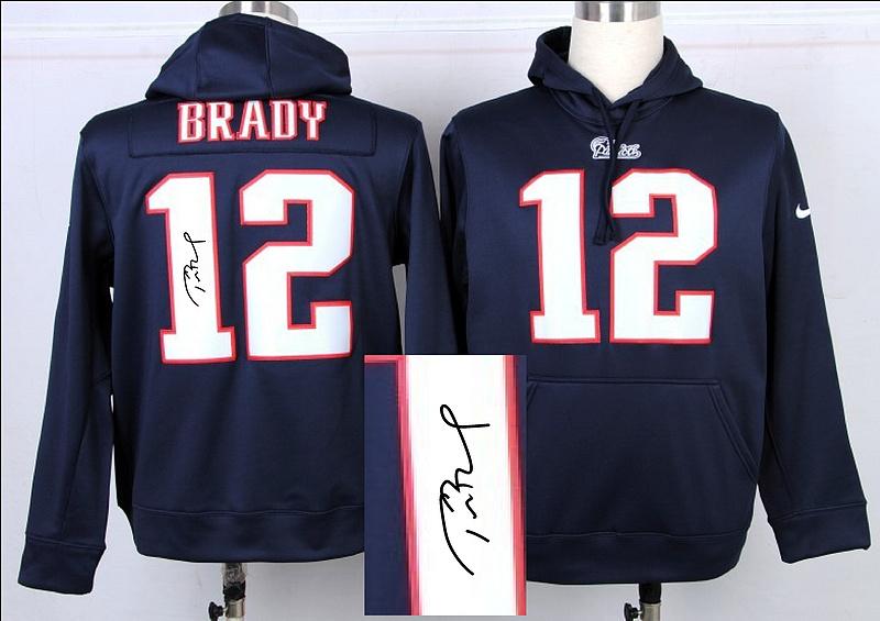 Nike Patriots 12 Brady Blue Signature Edition Hooded Jerseys Nike Patriots 12 Brady Blue Signature Edition Hooded Jerseys