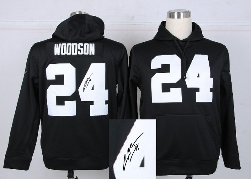 Nike Raiders 24 Woodson Black Signature Edition Hooded Jerseys