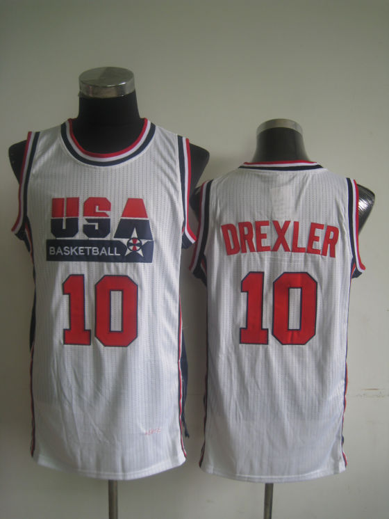 USA Basketball 1992 Dream Team 10 Clyde Drexler White Jersey - Click Image to Close