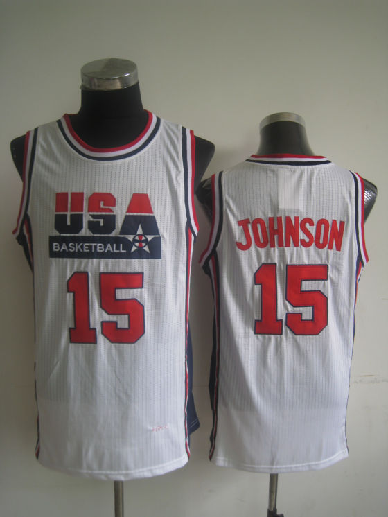USA Basketball 1992 Dream Team 15 Magic Johnson White Jersey - Click Image to Close