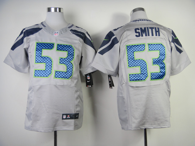 Nike Seahawks 53 Smith Grey Elite Jerseys